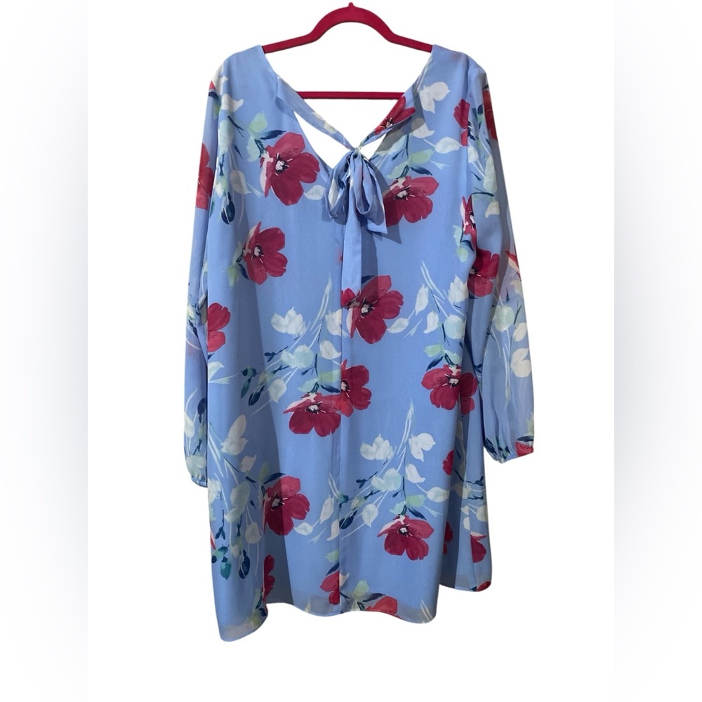 INC International Concepts Sky Blue Floral Dress XL NWT - Picture 4 of 7